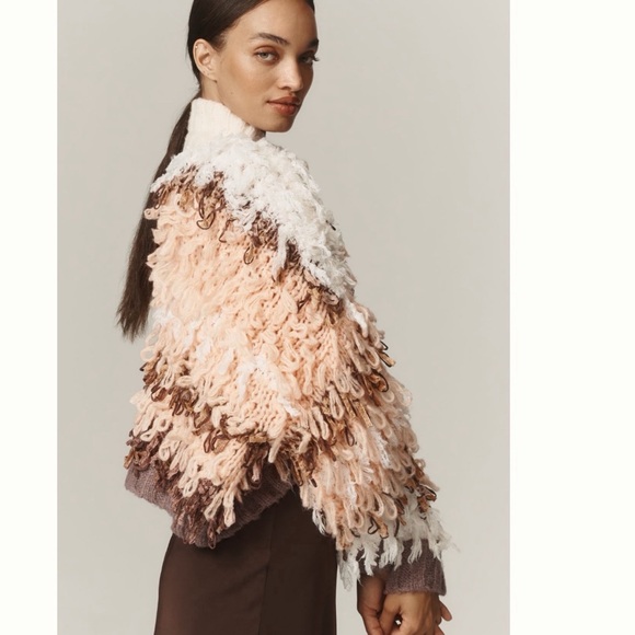 NWT Anthropologie Fringe ‘ Wild Thing’ OVERSIZED Cardigan Sweater XXS/XS - Picture 4 of 15